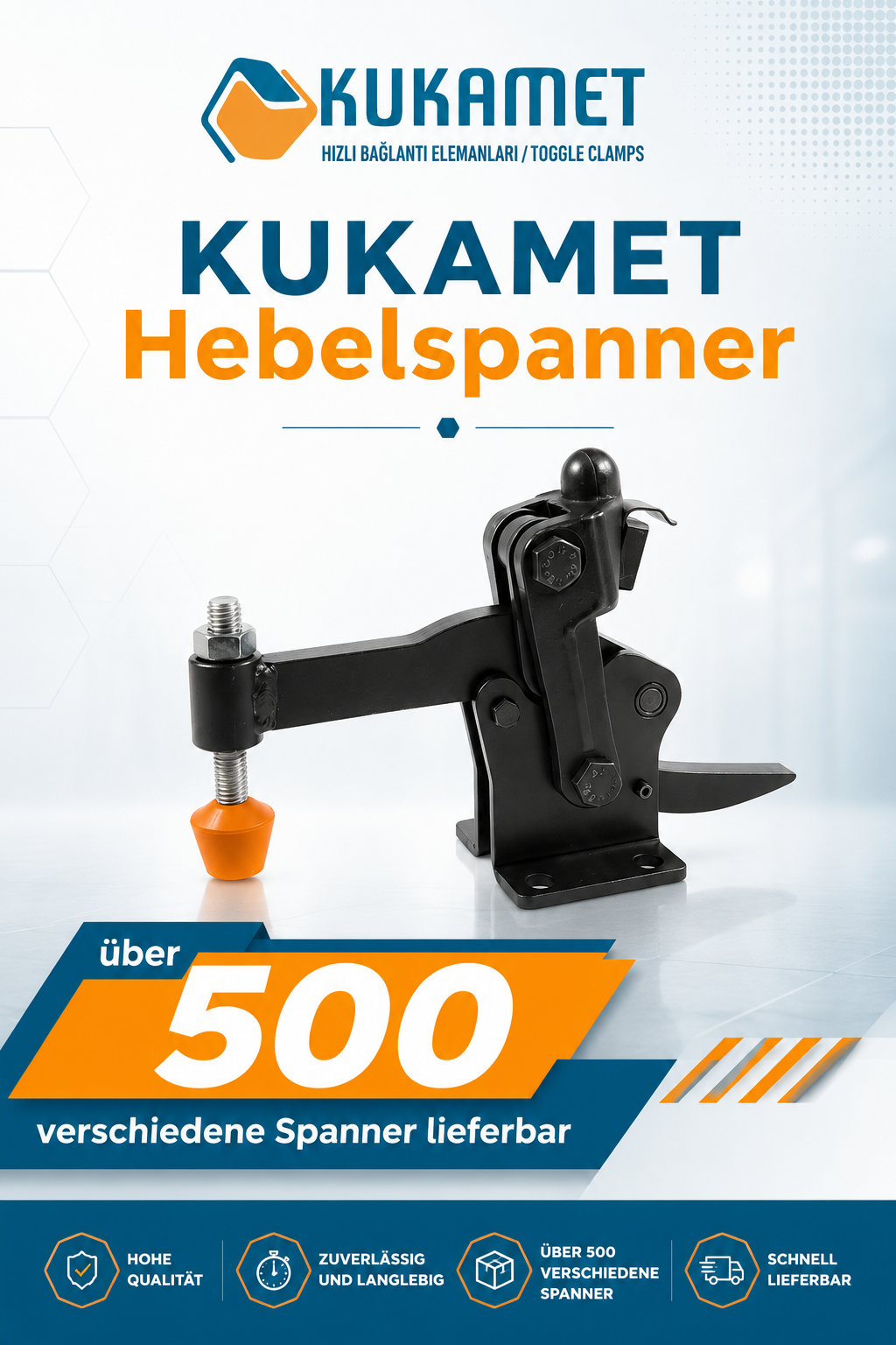 Hebelspanner, Spanner, Klemmspanner, Metall, Schwarz