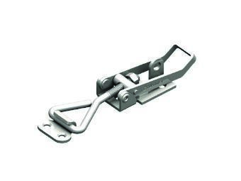 Verschlussspanner 361: Waagerechter Fuß, leichte Serie, silbermetallic, perspektivische Ansicht, Haken, Klemmvorrichtung, Scharnier, Metall, Kunststoff