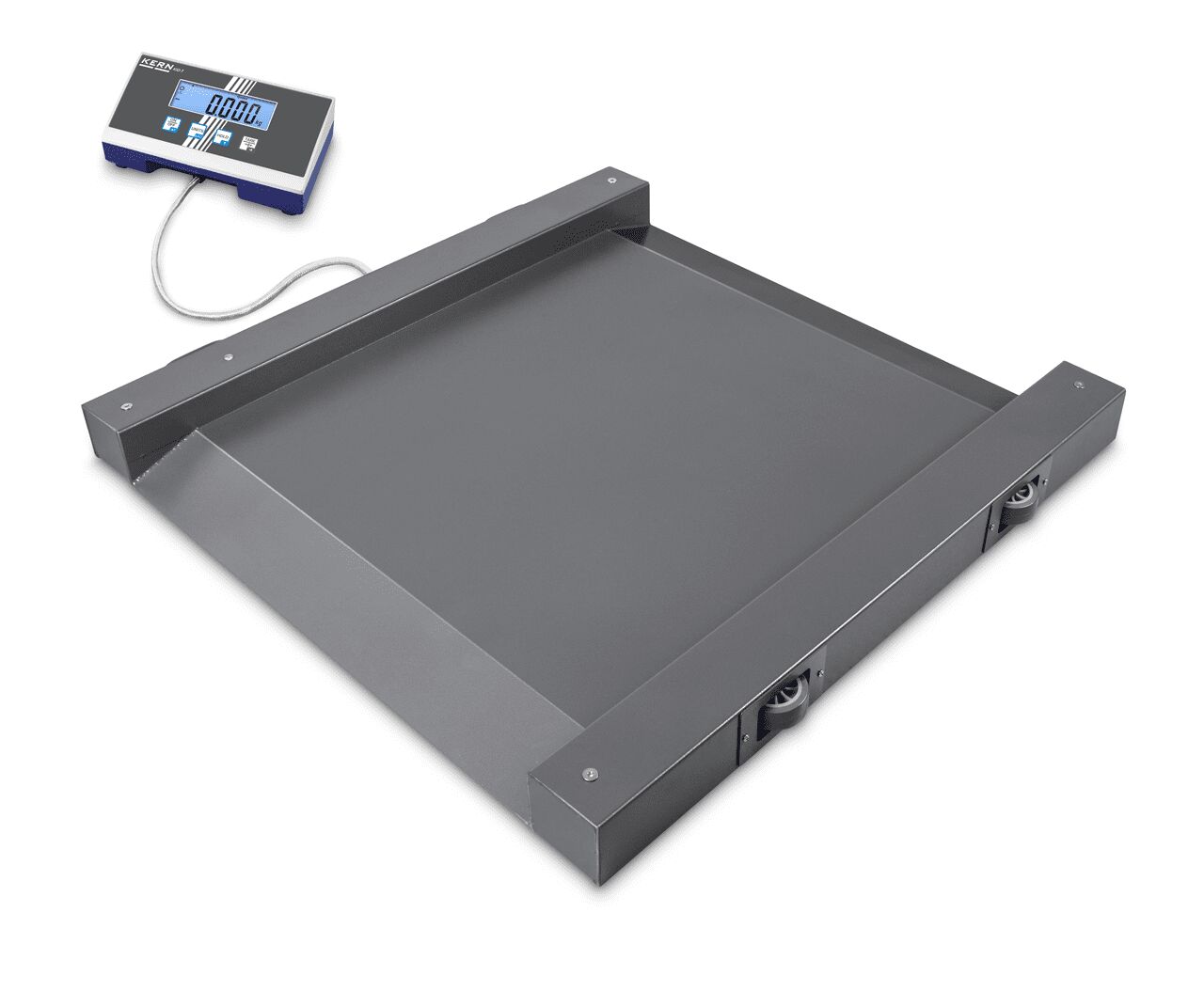 300 kg Wägebereich, 0,1 kg Ablesbarkeit, Edelstahl-Auswertegerät, IP67, 1000×1000×40 mm Plattform - KERN