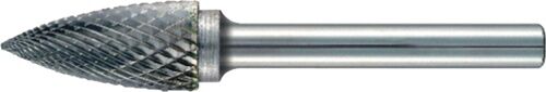 Frässtift Hartmetall SPG D.3mm Kopf-L.12mm Kreuzverzahnung in Seitenansicht, silbern