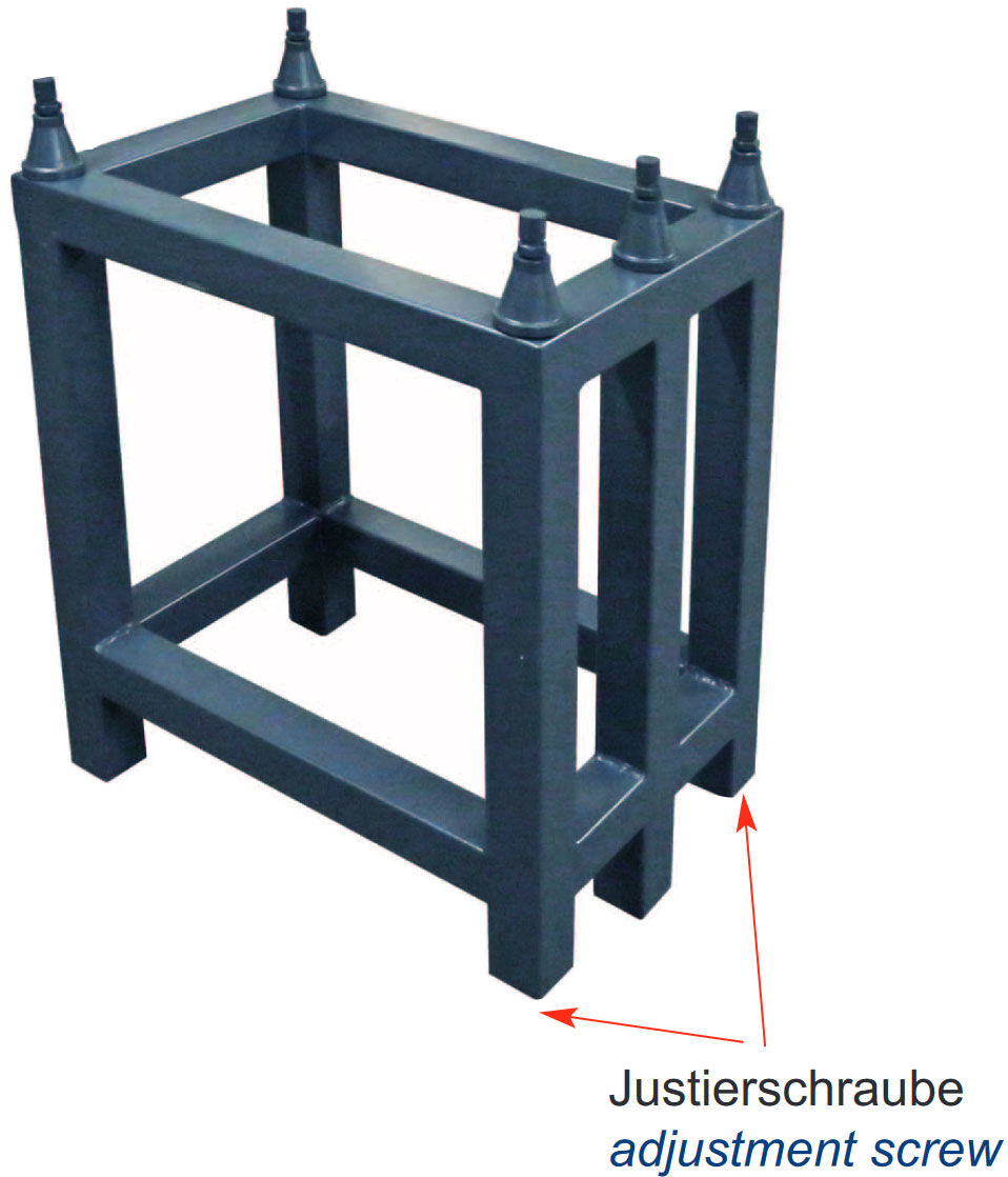 1200x800x150mm Gestell mit Justierschrauben Ø21mm, massiver Stahl‑Vierkantrohr, 24kg - Metav IndustryLine