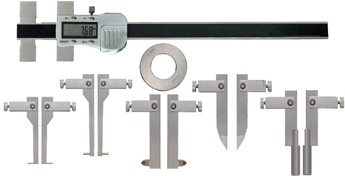 300 mm Digitaler Messschieber, 0,01mm Auflösung, 5 Einsätze + Einstellring 30mm, kasten, rostfreier Stahl - Metav IndustryLine