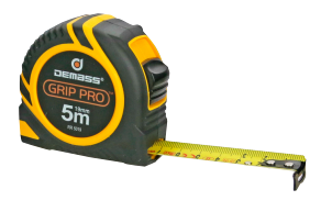 Metav IndustryLine Taschenrollbandmaß M203.121: Schwarzes ABS-Gehäuse mit orangefarbenen Akzenten, Bandmaß ausgezogen