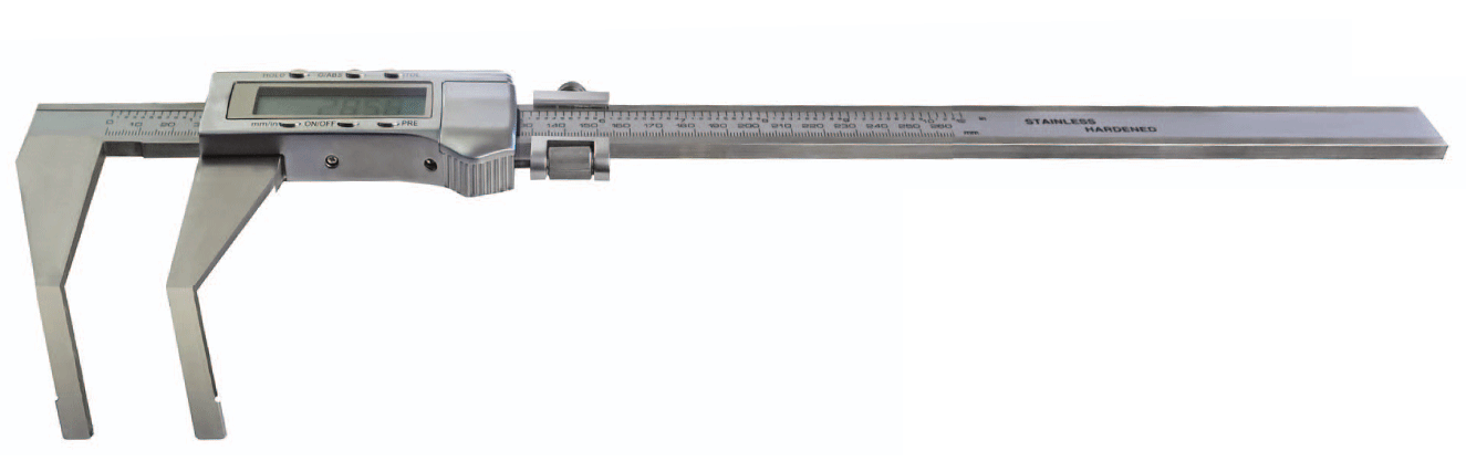 250mm Digitaler Messschieber mit gewinkeltem Schnabel, 0,01mm Auflösung, Feineinstellung, im Kasten - Metav IndustryLine