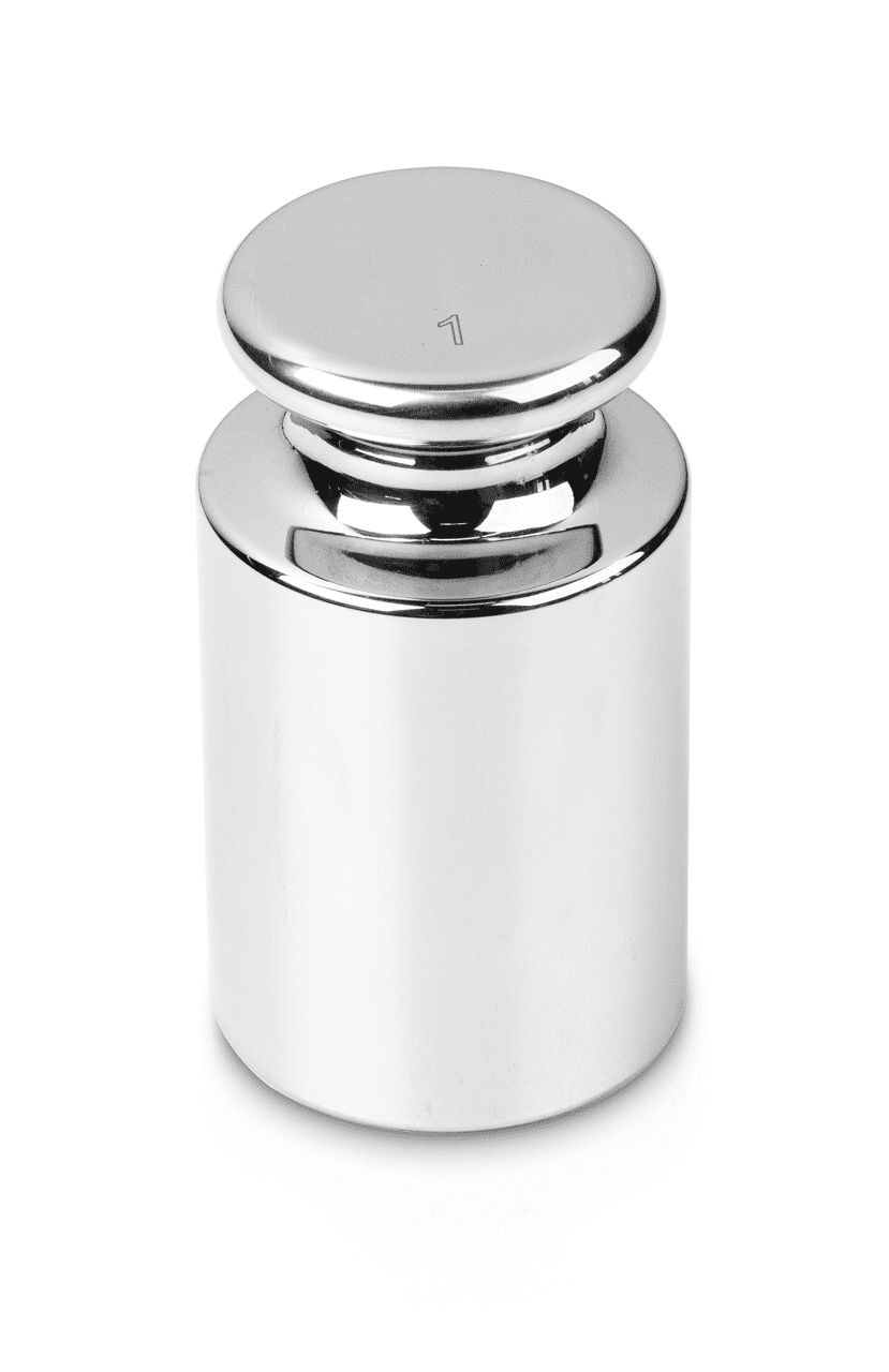 Einzelgewicht in Knopfform auf weißem Hintergrund. Das Gewicht ist Silber.