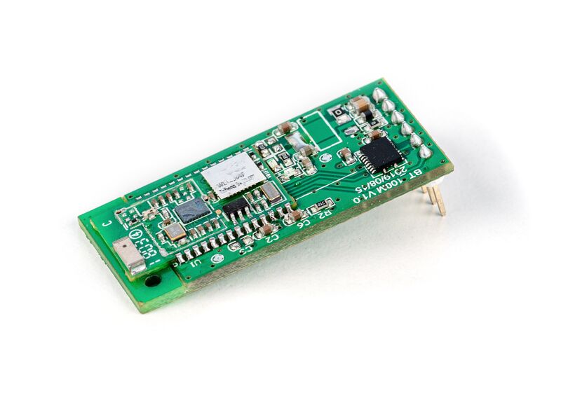 Datenschnittstelle auf weißem Hintergrund. Die Schnittstelle besteht aus einem circuit board der in die Waage eingesetzt werden kann.