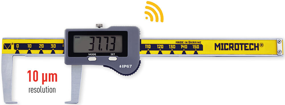 200mm Digitaler Messschieber, 0,01mm Auflösung, IP 67, Wireless, kalibriert nach ISO 17025 - Microtech Metrology