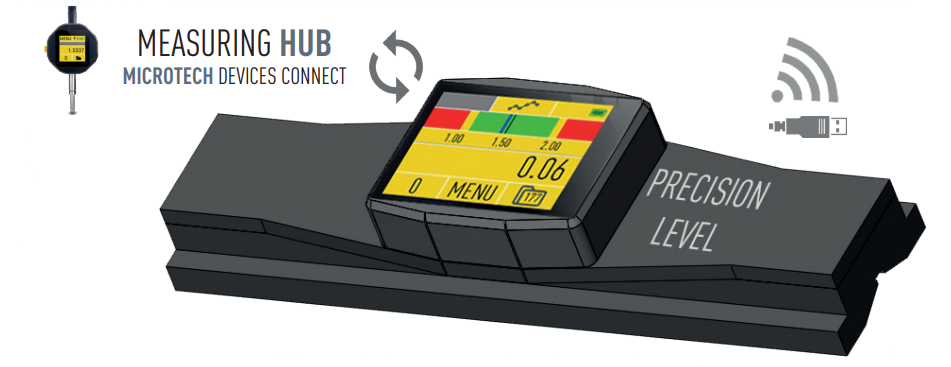 Präzisionswasserwaage, Color 2,4" Touchscreen - Digitale Winkelmessung mit Wireless/USB-Ausgang