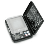 10 g, 0,002 g LCD Taschenwaage mit Karatanzeige, Wägeplatte aus Kunststoff - KERN