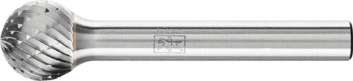 12mm Frässtift Kugelform - Hartmetall mit Zahnung 3 PLUS, Schaft Ø 6mm in Seitenansicht
