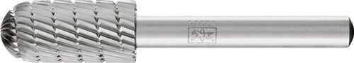 12mm Frässtift Walzenrundform HSS DIN 8033 - Silberfarbenes Metall mit feinen Rillen, schräg von oben