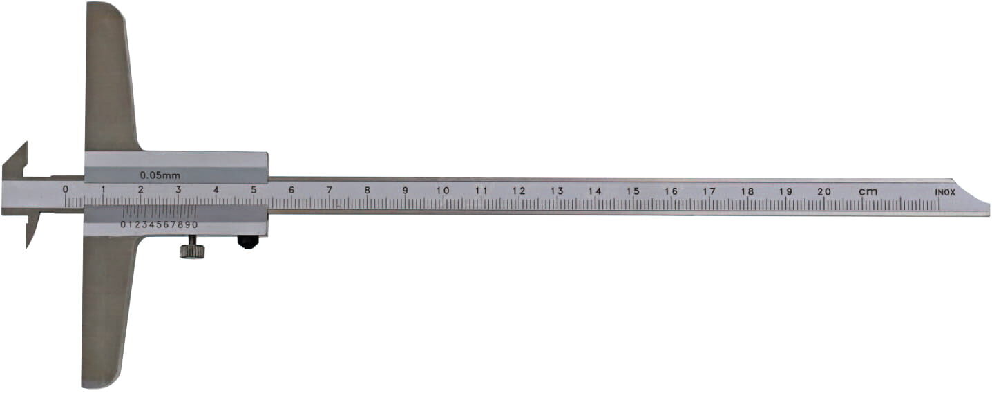 200mm Tiefenmaß mit Doppelhaken, 0,05mm, rostfreier Stahl - Metav IndustryLine