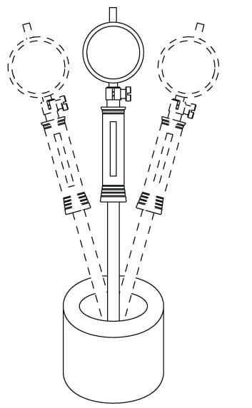 Microtech Metrology Innen-Feinmessgerät: Schematische Darstellung mit beweglichen Tastarmen in Bohrung