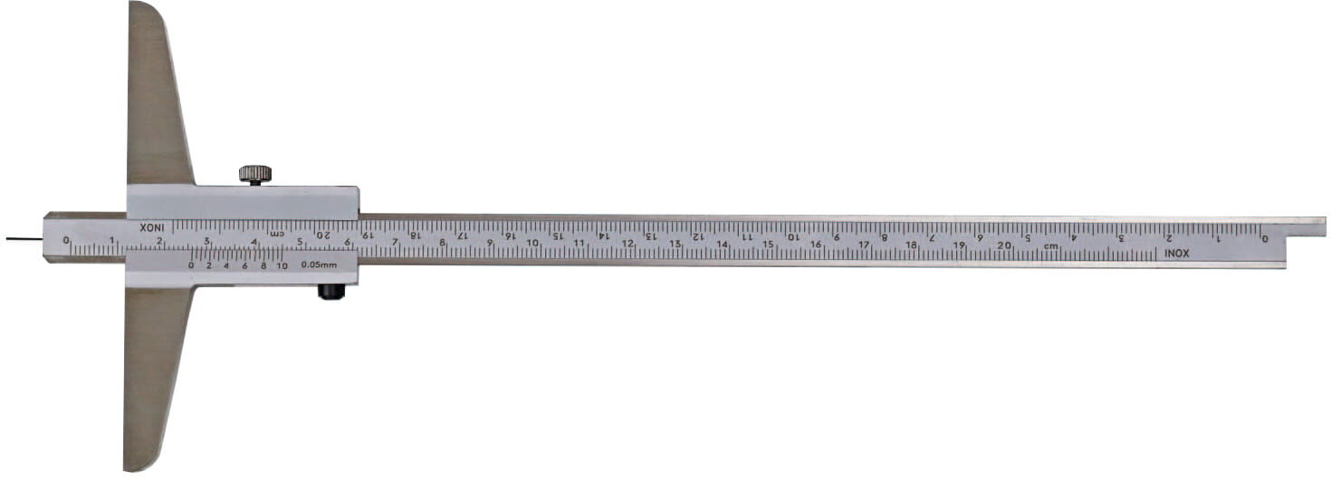 150mm Tiefenmaß mit Stiftspitze, umsteckbar, 0,05mm Nonius, Edelstahl, Kasten - Metav IndustryLine