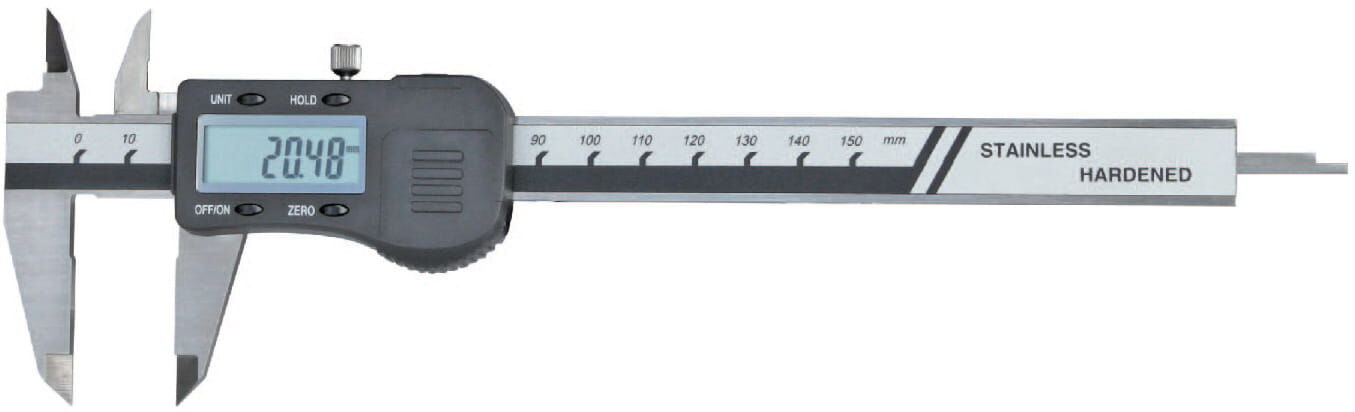 150mm Digital-Messschieber, 0,01mm Auflösung, HM-Messflächen, abnehmbare Rolle, RB‑5 Ausgang, Kunststoffkiste - Metav IndustryLine