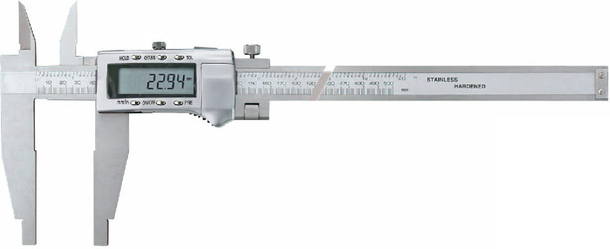 300mm Digitaler Messschieber, 0,01mm Ablesung, Kreuzspitzen, Feineinstellung, rostfreier, gehärteter Stahl, Lieferung in Kasten - Metav IndustryLine