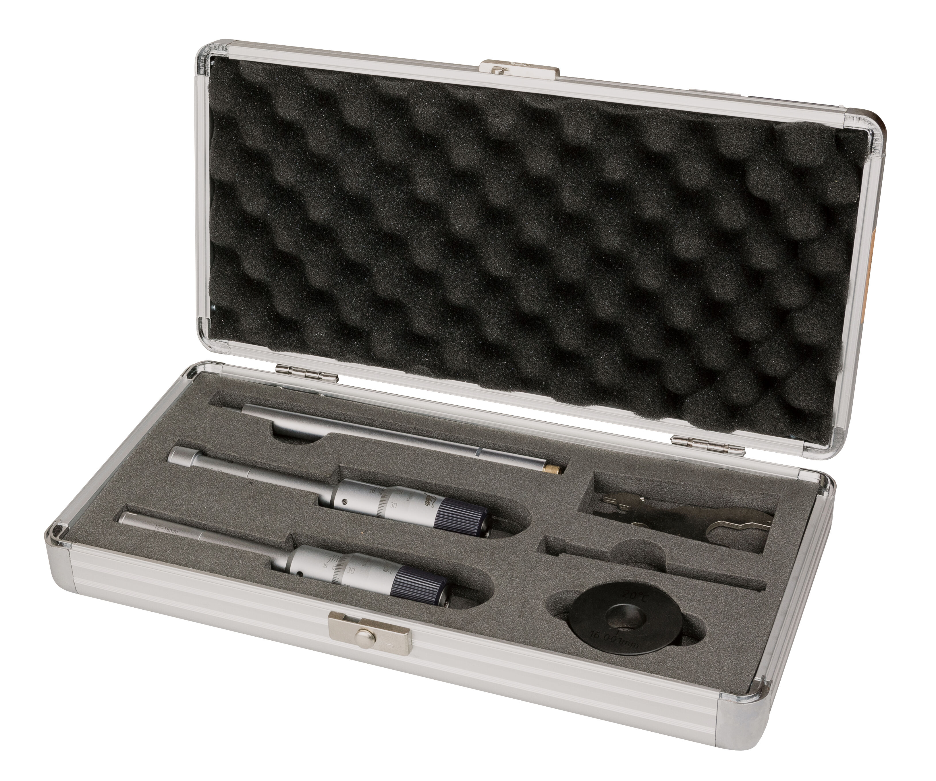 50-100mm Selbstzentrierende Dreipunkt‑Innenmessschrauben, Satz 4 Stück, 0,005mm Ablesung, inkl. Kasten, verlängerbar 150mm - Metav IndustryLine