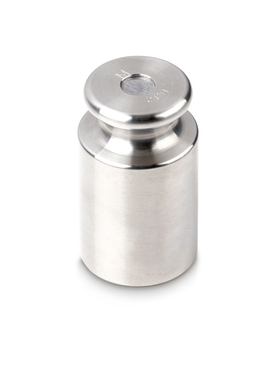 Einzelgewicht in Knopfform auf weißem Hintergrund. Das Gewicht ist Silber.