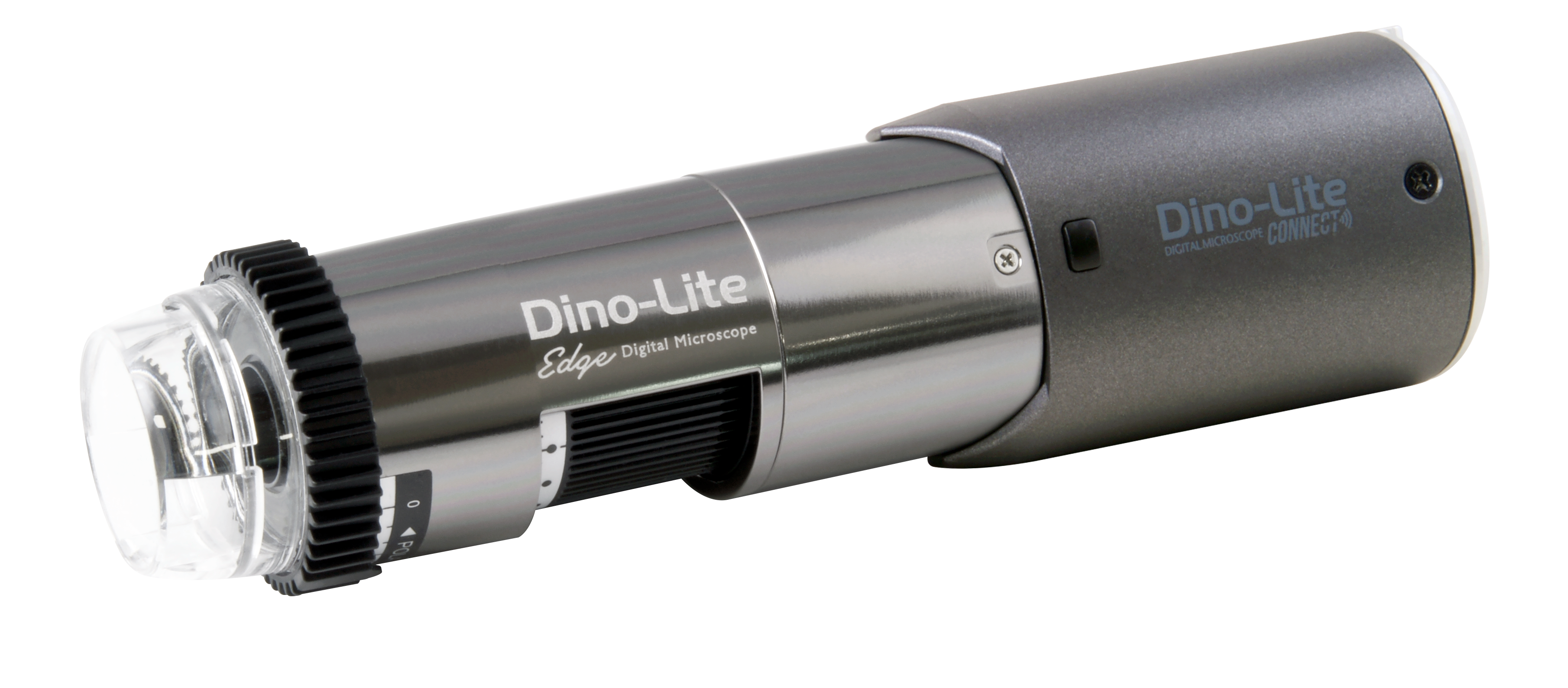 Dino-Lite WF7515MZT USB Handmikroskop im 45-Grad-Winkel, dunkelsilbernes Aluminiumgehäuse mit transparentem Mikroskopkopf