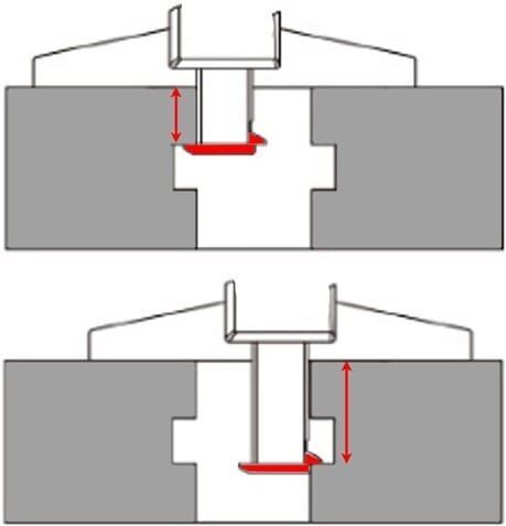 Microtech Tiefenmessschieber 1432020307: Schematische Darstellung der Tiefenmessung mit Haken und Referenzebene