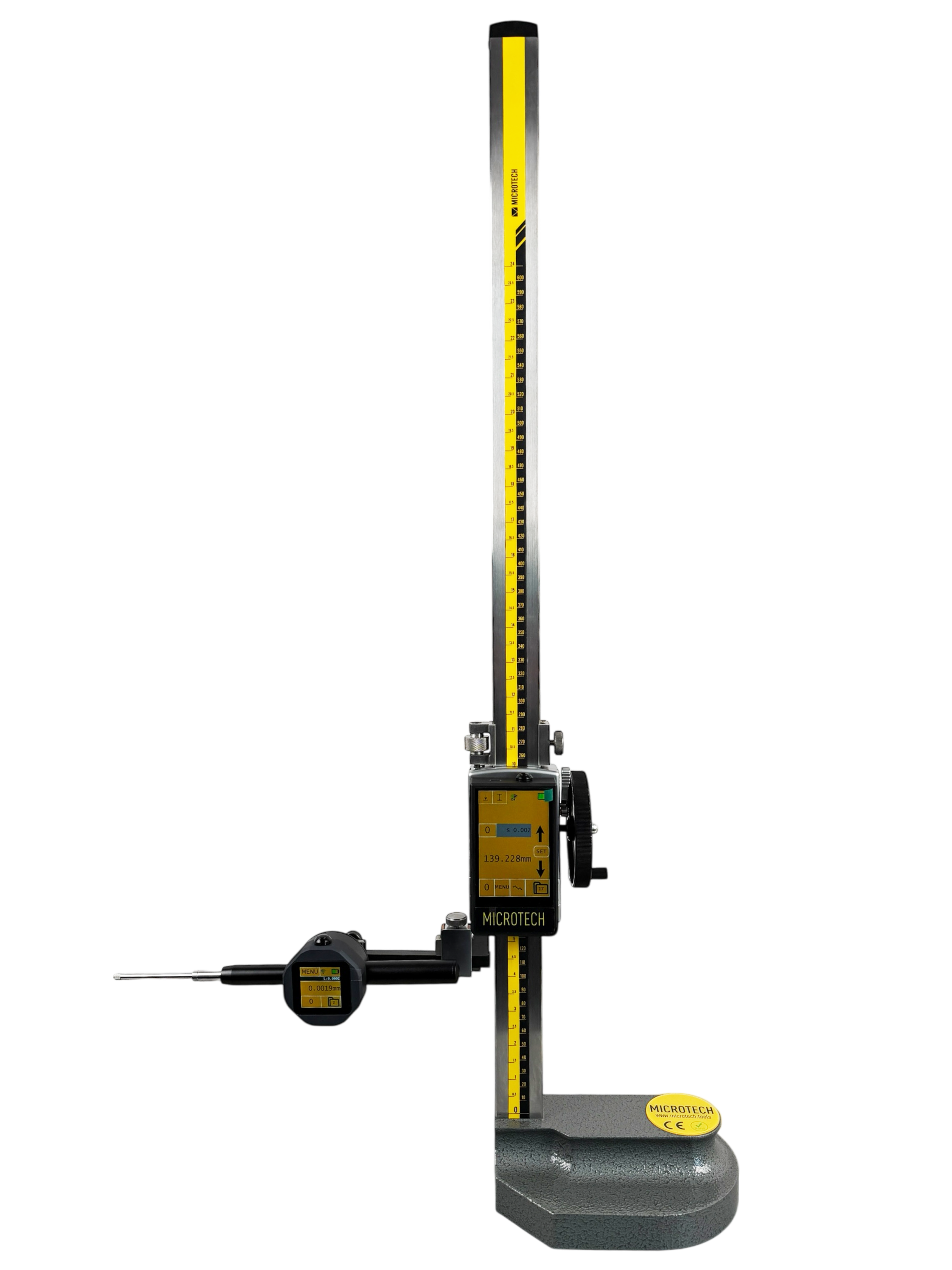 Z:0-600mm 2D Messmaschine von Microtech Metrology: Frontalansicht mit Touchscreen und Taster