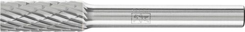 Frässtift Hartmetall ZYA 8mm: Zylinderform ohne Stirnverzahnung, Kopf 20mm, Schaft 6mm, graues Metall