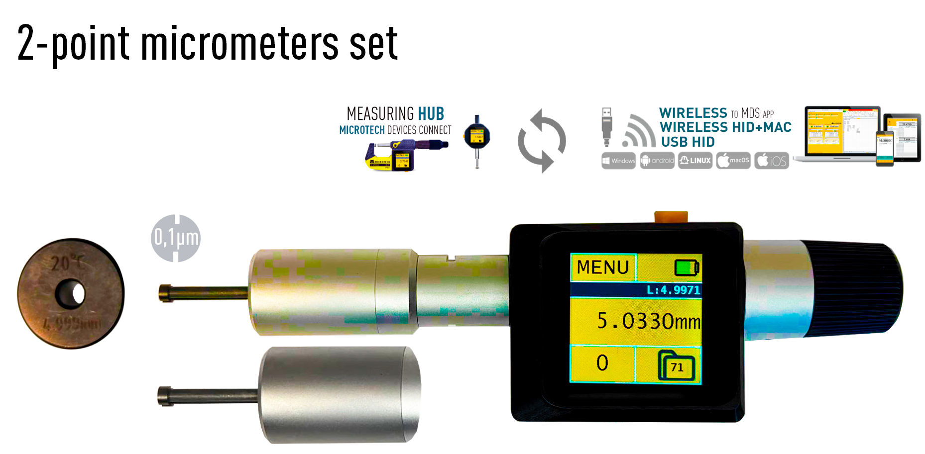 Mikrometer, Messschieber, Digitalanzeige, Präzisionsmessung, USB HID Adapter