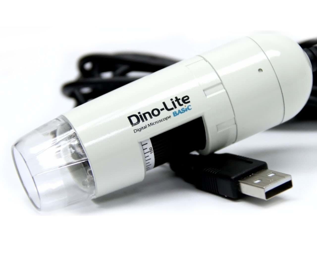 200x USB Mikroskop, 10–70x Vergrößerung, 640x480 Auflösung, 4 weiße LEDs, Kunststoffgehäuse, Standard Arbeitsabstand - Dino-Lite