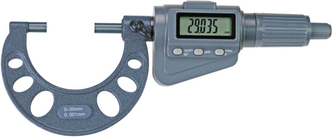 35-70mm Digitales Mikrometer, 0,001mm Ablesung, Friktionsratsche, 35mm Messweg, mit RB‑6 Datenausgang, Kunststoffkiste – Metav IndustryLine