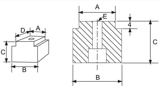 spacer, sensor, block, cutout, dimensions
