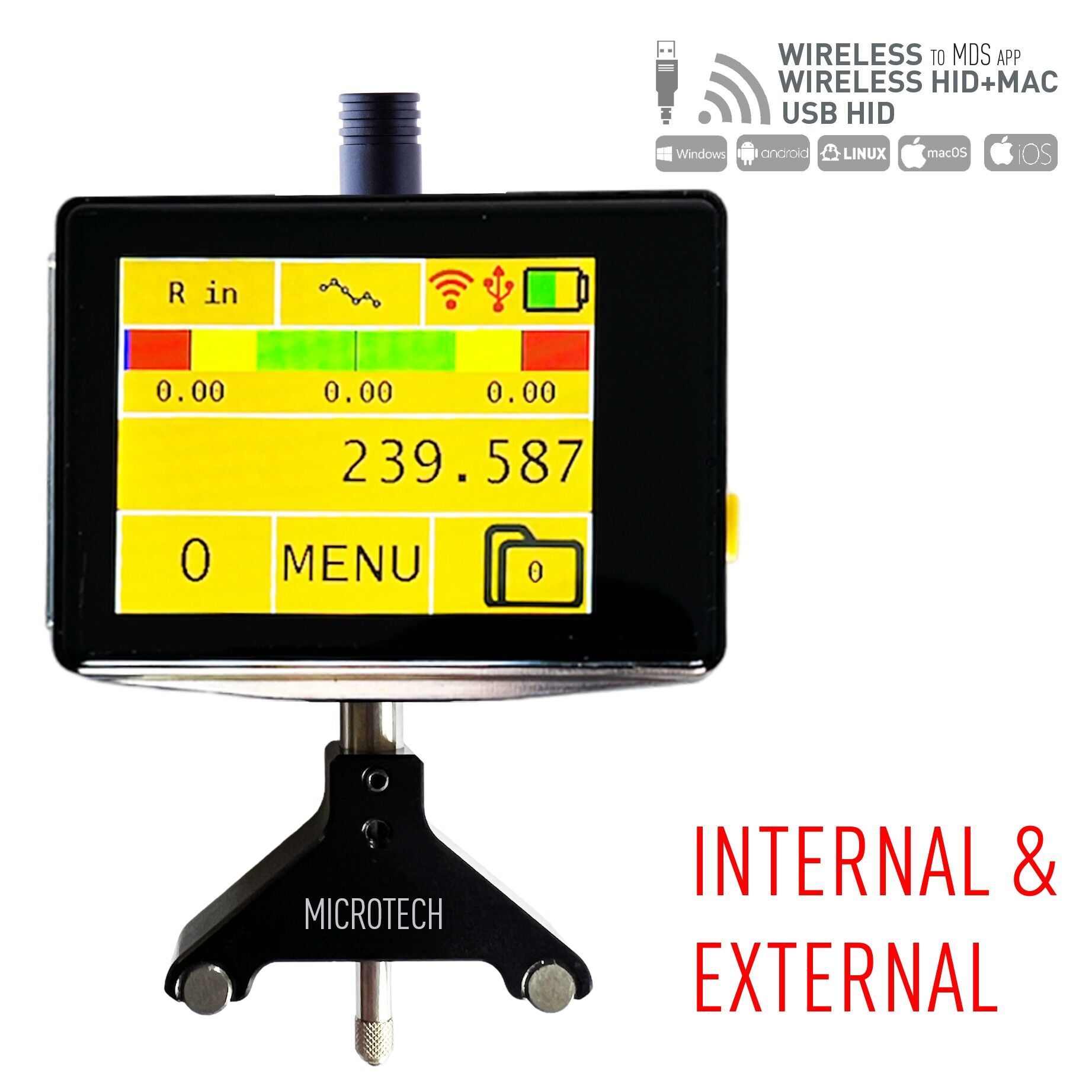 Microtech Radienmessgerät: 2.4" Farb-Touchscreen mit Anzeige 239.587, Wireless, USB, ISO 17025 kalibriert