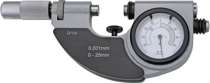 25-50mm Messschraube mit Feinzeiger, 0,001mm, mattverchromt, Kasten, 1,3kg - Metav IndustryLine
