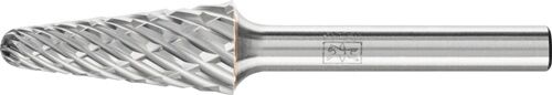 PFERD Frässtift KEL: 12mm Hartmetall Rundkegelform, Verzahnung STEEL, Schaft 6mm, seitlich, vorn spitz