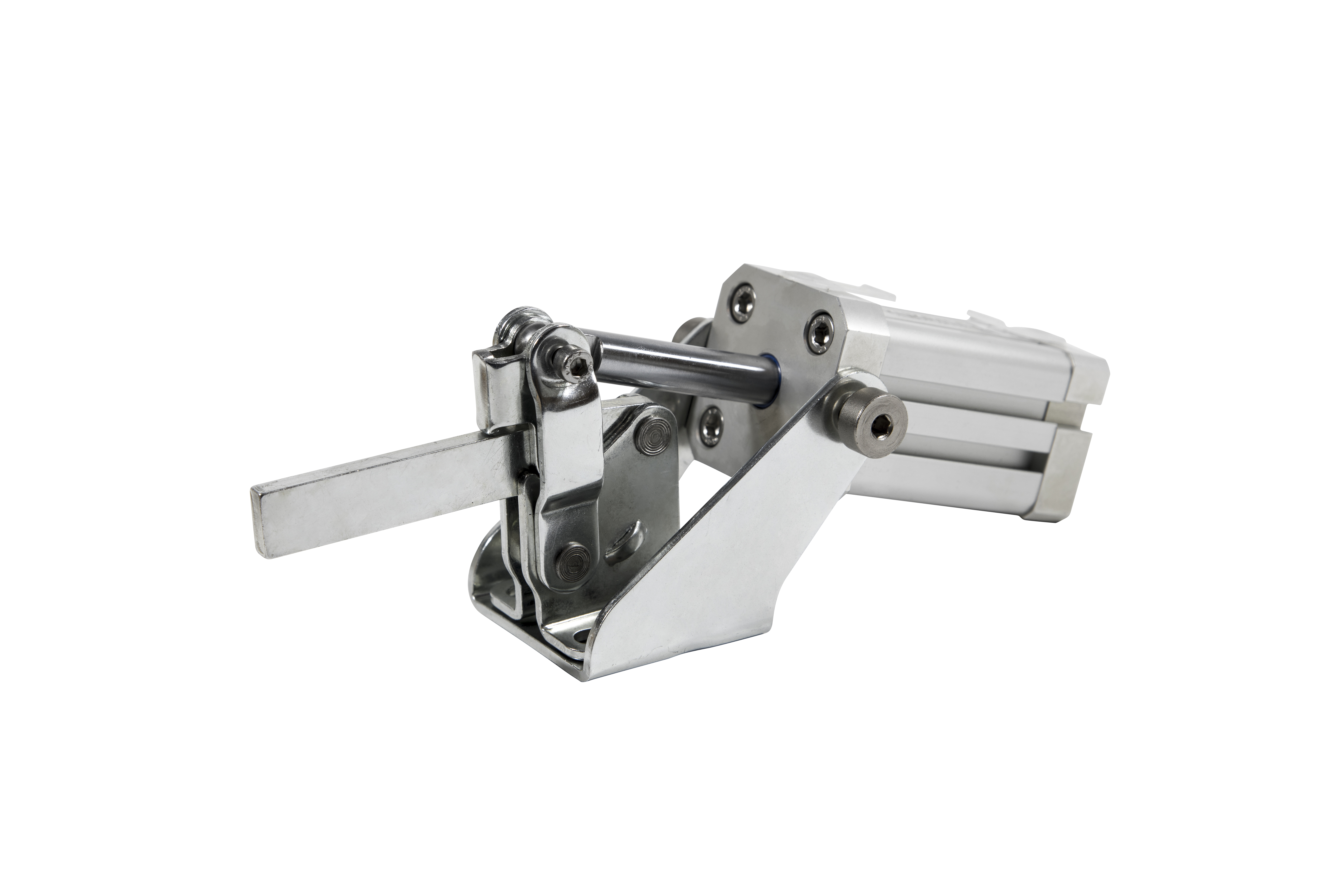 Kukamet Pneumatikspanner auf weißem Hintergrund. Der Fuß ist waagerecht. Der Arm ist aus massivem Material und gerade.