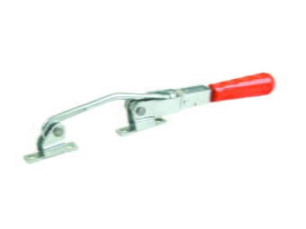 Kukamet U-Fuß Verschlussspanner S413-3: Edelstahl mit orangefarbenem Griff, Frontalansicht