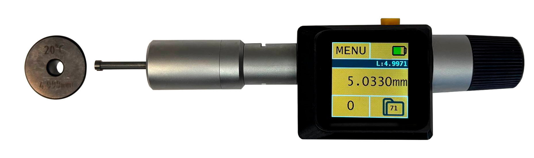 0-3mm Drei-Point-Innenmessschraube, 0,001mm: Frontalansicht mit Messung 5.0330mm auf Display