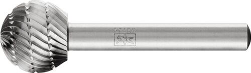 Frässtift Kugelform KUD DIN 8033: Metallisch glänzend, gezahnter Kopf in Seitenansicht