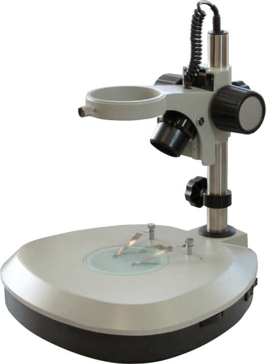 Stand mit LED-Auflicht und -Durchlicht, Arbeitsfläche 95mm, Fokus 50mm, Ø25x350mm Säule, 3W LED - Metav IndustryLine