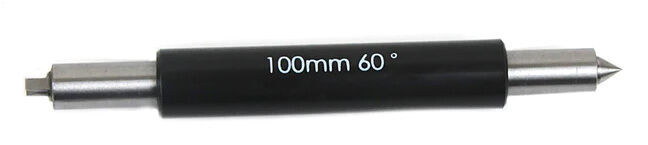 Einstellmaß Whitworth 55: Schwarz-silbernes Messmittel, 100mm 60° Aufschrift, Frontalansicht