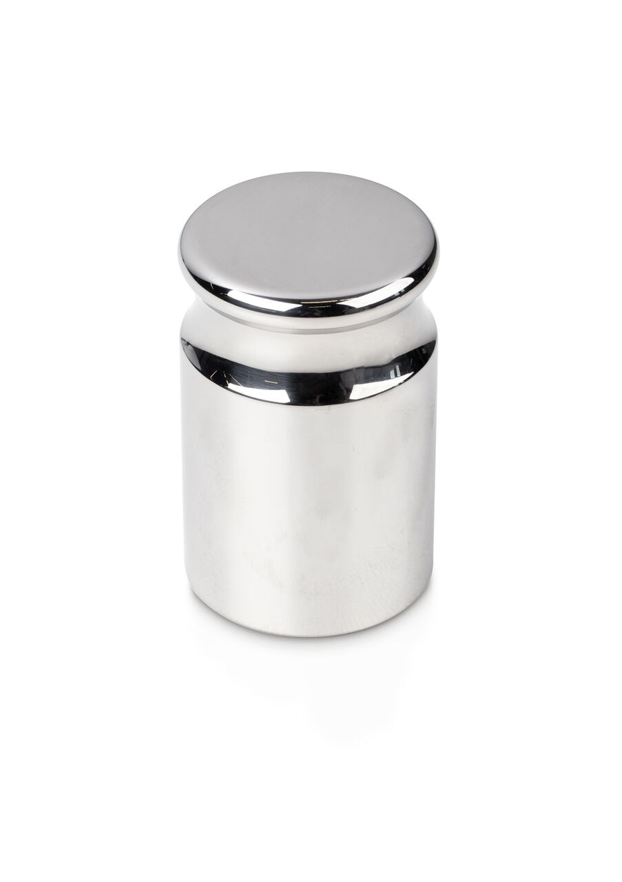Einzelgewicht in Knopfform auf weißem Hintergrund. Das Gewicht ist Silber.