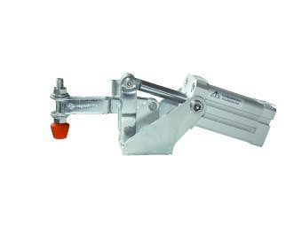 Kukamet Pneumatikspanner auf weißem Hintergrund. Der Fuß ist waagerecht. Der Arm endet in einem roten Kunststoffkopf.