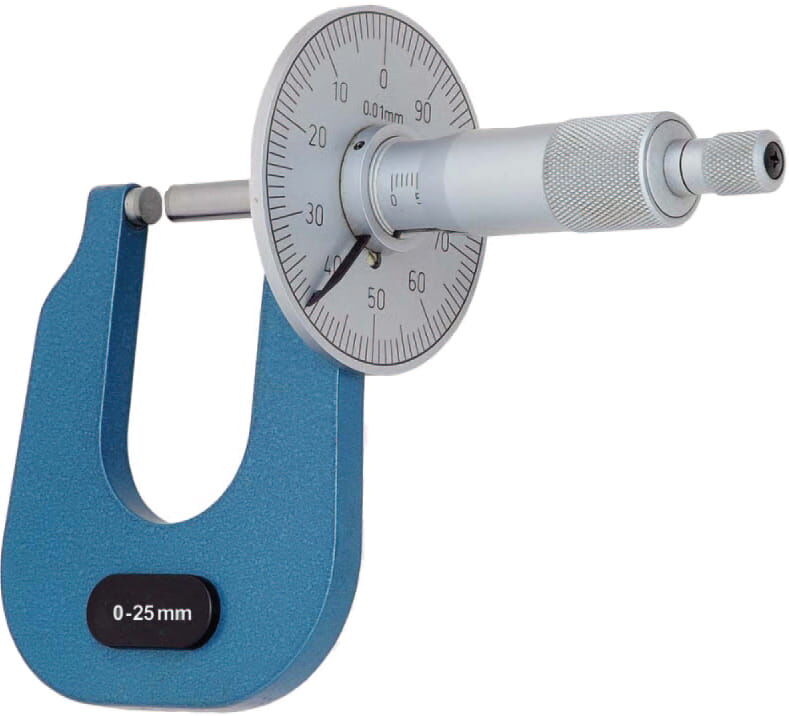 25mm Messschraube, 0,01mm Auflösung, mit großer Ablese-Scheibe, Ratsche, Kasten - Metav IndustryLine
