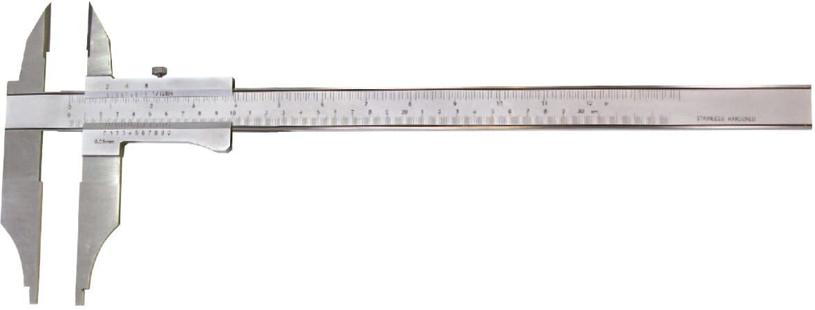Metav IndustryLine Werkstatt-Messschieber 250mm: Edelstahl, mattverchromt, mit Nonius 0,05mm, Frontalansicht