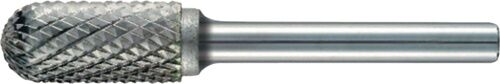 Frässtift Hartmetall Kreuzverzahnung, 14mm Kopf, 3mm Schaft, silbergrau metallisch in Seitenansicht