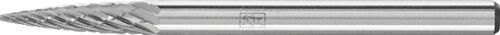 PFERD Kleinfrässtift Form K SPG 3mm Hartmetall silbern mit feiner Zahnung im Detail