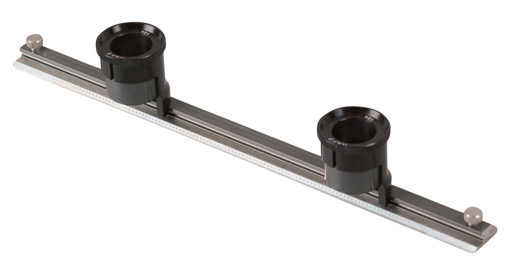 212mm Lineal‑Messlupe, 10x Vergrößerung, parallaxfreie Ablesung, rostfreier Stahl, mit Transportkasten - Metav IndustryLine