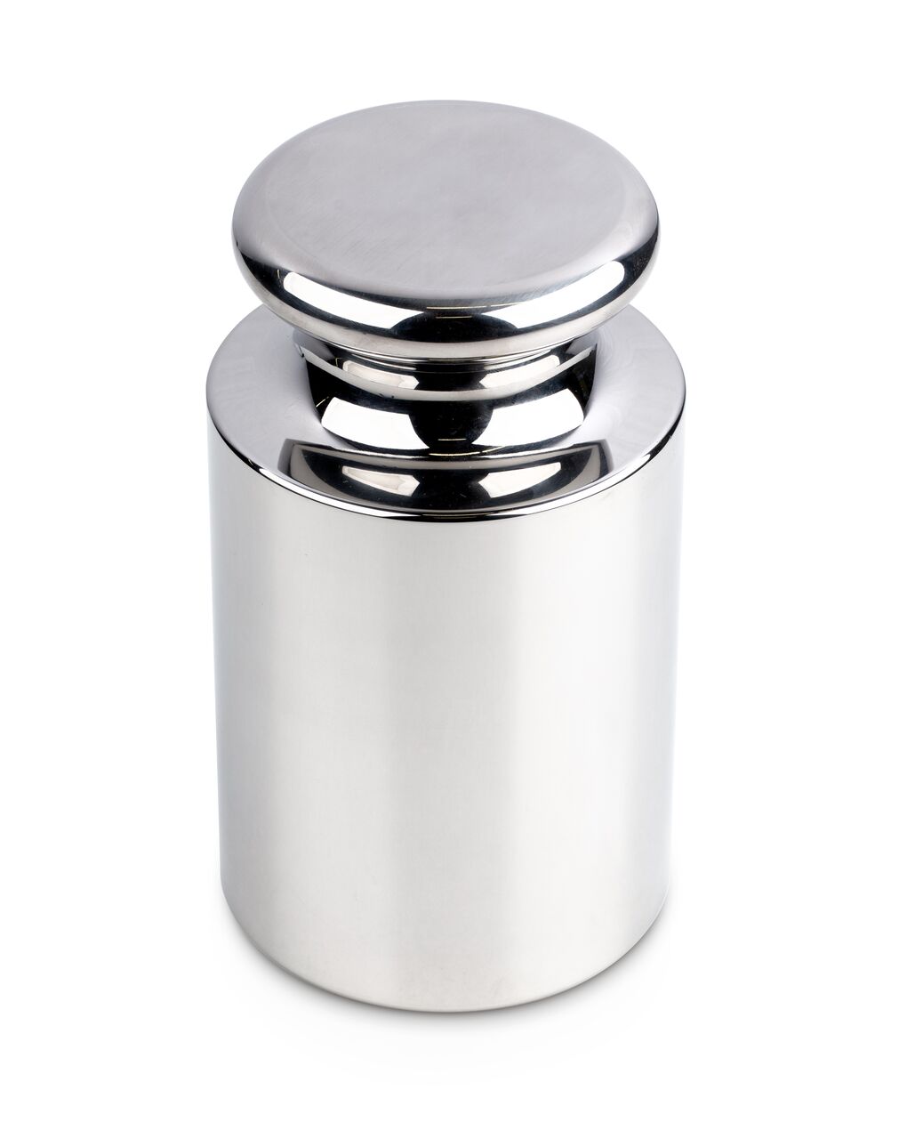 Einzelgewicht in Knopfform auf weißem Hintergrund. Das Gewicht ist Silber.