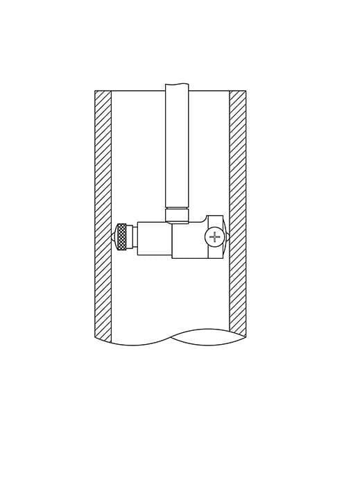 Analoges Innen-Feinmessgerät: Technisches Detail mit Hartmetall-Messflächen im Querschnitt
