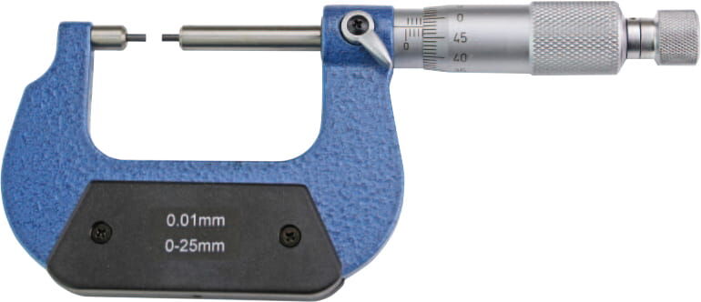 25-50 mm Digitales Mikrometer, 0,001 mm Ablesung, abgesetzte Messflächen, Ratsche, Kalibrierzeugnis, geliefert in Kiste - Metav IndustryLine