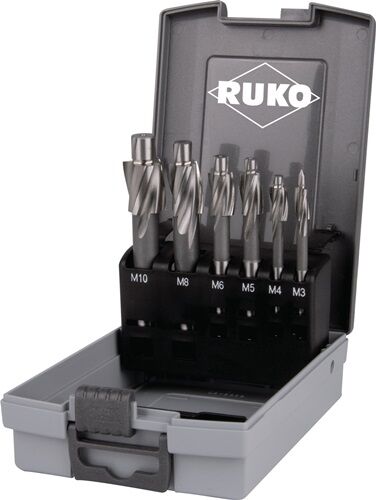 6 Teilig 3 Schneiden HSS Flachsenker Für Gewinde M3 M4 M5 M6 M8 M10 Mit Führungszapfen Zylinderschaft Kunststoffkassette - Ruko GmbH